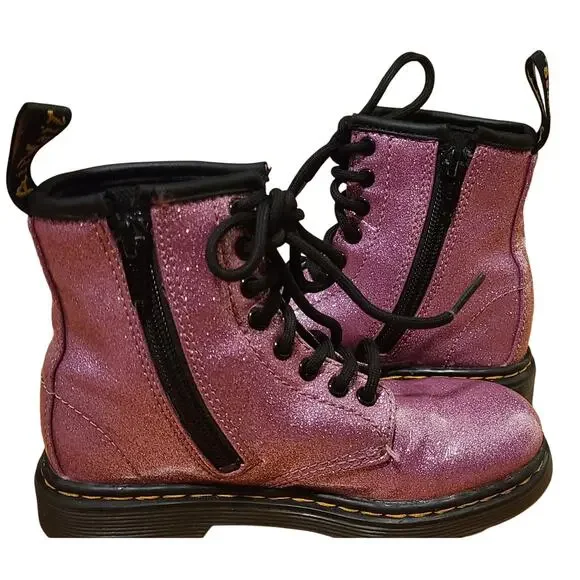 Dr Martens Air Wair 1460 Glitter J Kids Combat Boots Side Zipper-Sz 11 - Picture 5 of 8